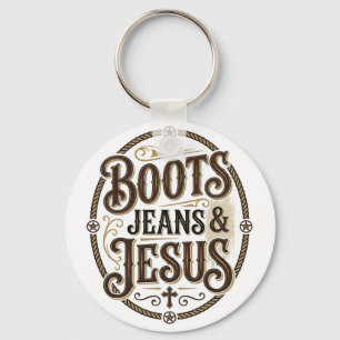 Boots Jeans & Jesus Vintage Western Faith Keychain