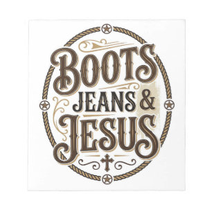 Boots Jeans & Jesus Vintage Western Faith Notepad