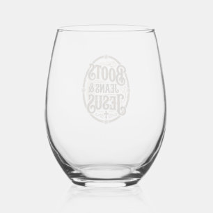 Boots Jeans & Jesus Vintage Western Faith Stemless Wine Glass