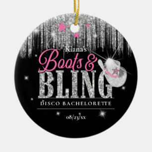 Boots 'n Bling Disco Bachelorette ID925 Ceramic Ornament