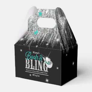 Boots 'n Bling Disco Bachelorette Teal Black ID925 Favor Box