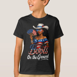 Boots On The Ground 4th Of July Western Flag Cowgi T-Shirt
