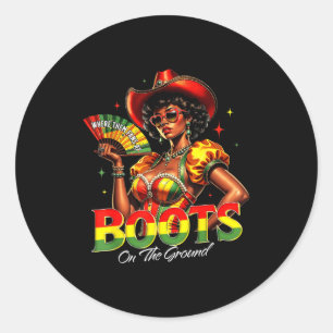 Boots On The Ground Afro Black Woman African Black Classic Round Sticker