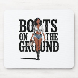 Boots On The Ground Black Cowgirl Melanin Women Mouse Pad