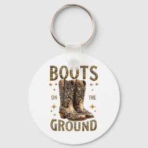 Boots On The Ground Black Cowgirl Western Where Th Keychain