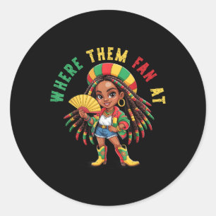 Boots On The Ground Black Girl Cowgirl Where Them  Classic Round Sticker