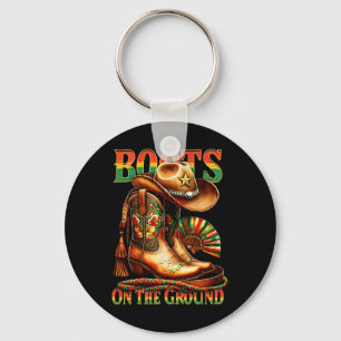 Boots On The Ground Boot Juneteenth Black Cowgirl Keychain