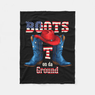 Boots on the ground cowboy red hat 4th of july fleece blanket