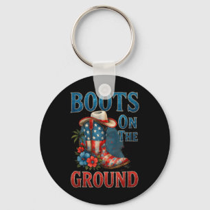 Boots On The Ground Cowgirl 4th Of July All Americ Keychain