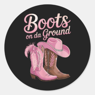 Boots On The Ground, Cowgirl Line Dance, Boot Cowb Classic Round Sticker