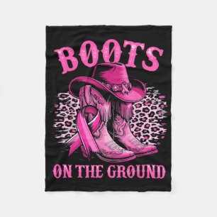 Boots On The Ground Cowgirl Western Breast Cancer Fleece Blanket