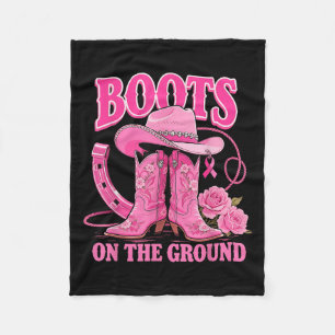 Boots On The Ground Pink Cowgirl Breast Cancer Wes Fleece Blanket