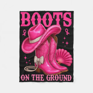 Boots On The Ground Pink Cowgirl Breast Cancer Wes Fleece Blanket
