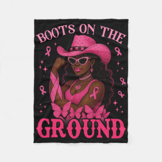 Boots On The Ground Pink Cowgirl Breast Cancer Wes Fleece Blanket