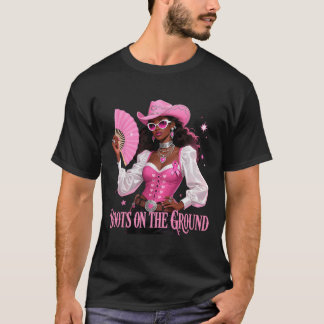 Boots On The Ground Pink Cowgirl Breast Cancer Wes T-Shirt