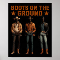 Boots On The Ground Western Rodeo Black Cowboys Sq