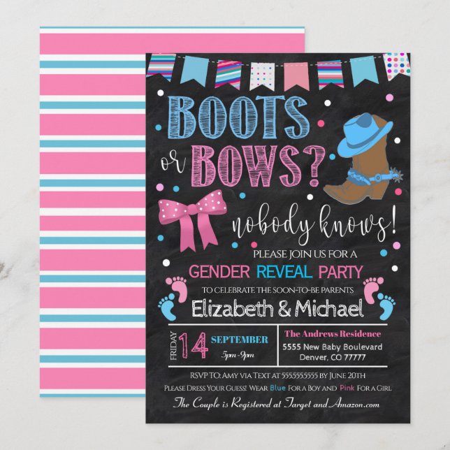 Boots or Arrows Gender Reveal Invitation (Front/Back)