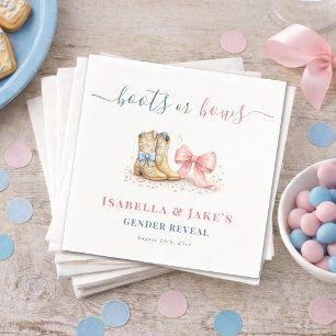  Boots or Bow Western Theme Gender Reveal Party Napkin