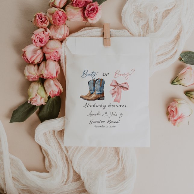 Boots or Bows Blue Pink Gender Reveal Party Favour Bag (Creator Uploaded)