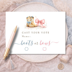 Boots Or Bows Gender Reveal Cast Your Vote  Thank You Card