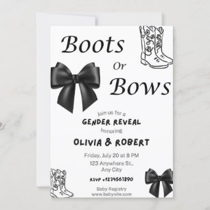 Boots or Bows Gender Reveal Invitation