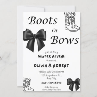 Boots or Bows Gender Reveal Invitation