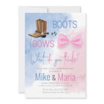 Boots or Bows gender reveal invitation