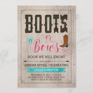 Boots or Bows Gender Reveal Invitations