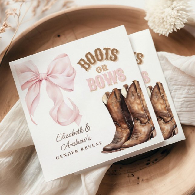 Boots or Bows Gender Reveal Napkin (Creator Uploaded)