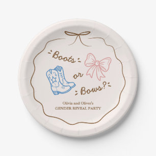 Boots or Bows Gender Reveal Paper Plates