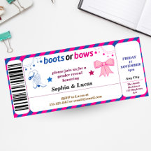 boots or bows gender reveal Ticket Style