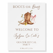 Boots Or Bows Gender Reveal Welcome Sign