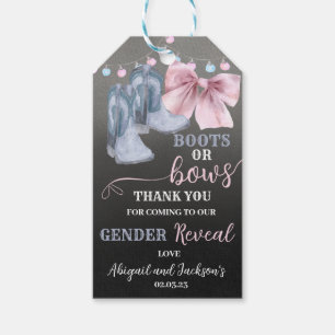 Boots or bows Gift Tag for Gender Reveal.