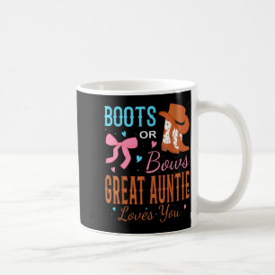Boots Or Bows Great Auntie Loves You Gender Reveal Coffee Mug
