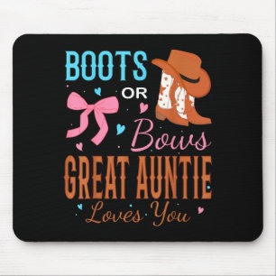 Boots Or Bows Great Auntie Loves You Gender Reveal Mouse Pad