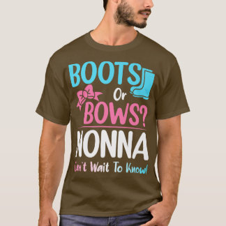 Boots or Bows Nonna Gender Reveal Pregnancy Announ T-Shirt