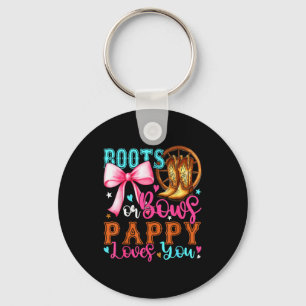 Boots Or Bows Pappy Loves You Gender Reveal Party  Keychain