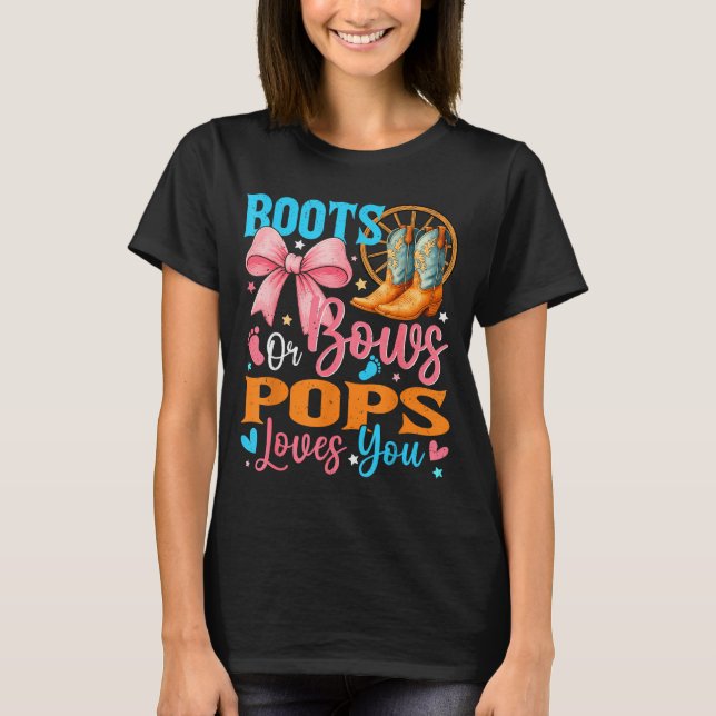 Boots Or Bows Ps Loves You Gender Reveal Family  T-Shirt (Front)