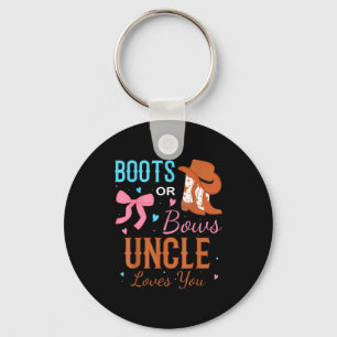 Boots Or Bows Uncle Loves You Gender Reveal Party Keychain