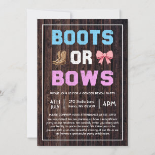 Boots or Bows Western Gender Reveal Invitation