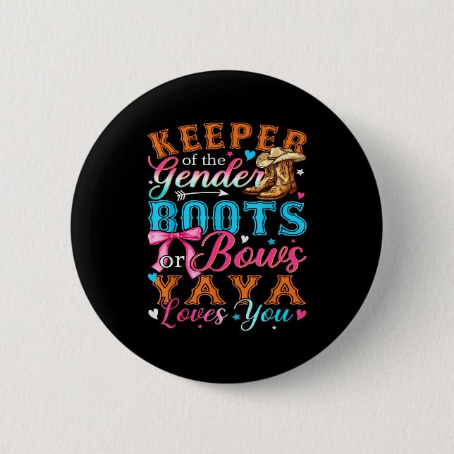 Boots Or Bows Yaya Loves You Gender Reveal Family  2 Inch Round Button (Front)
