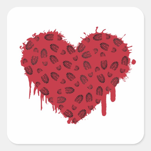 bootstomp heart splats square sticker (Front)