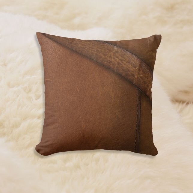 Bootstrap Work Faux Leather Throw Pillow (Creator Uploaded)