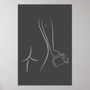 Booty and beer oclock - Charcoal Poster