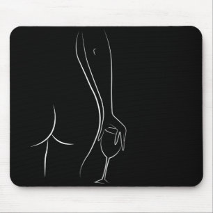 Booty and wine oclock - B&W Mouse Pad