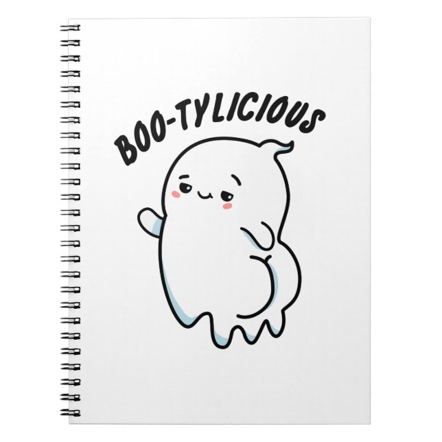 Bootylicious Funny Halloween Dancing Ghost Pun Notebook (Front)