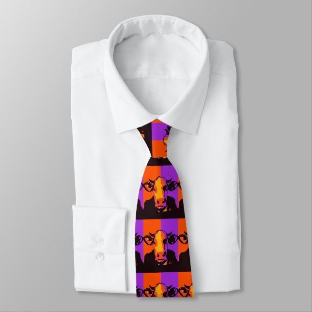 BOOvine Halloween Pop Art Cow Neck Tie (Tied)