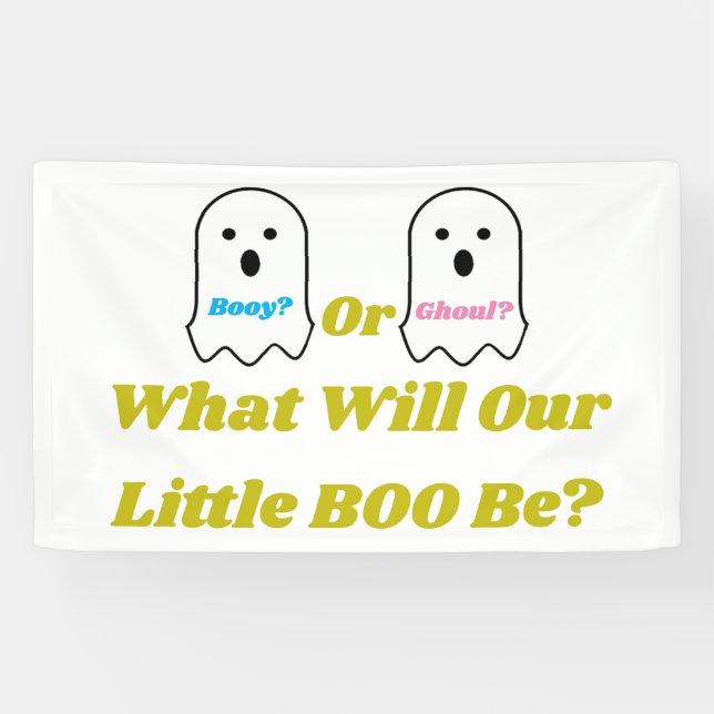 Booy or Ghoul Halloween Ghost Gender Reveal Banner (Horizontal)