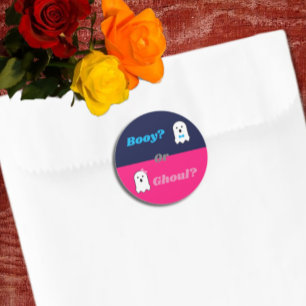 Booy or Ghoul Halloween Ghost Gender Reveal Classic Round Sticker