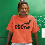 BOOYAH! Funny Hip Hop Halloween T-Shirt<br><div class="desc">A cool expressive design for Halloween, this shirt has lettering in an eye-catching font spelling out the word BooYah! with a bat flying above the lettering. Booyah is an exclamation of excitement and sometimes used after delivering a significant blow to your opponent in a contest or sport. It is also...</div>